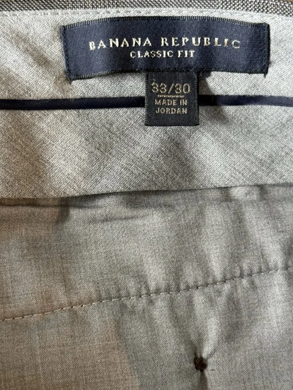 Banana Republic‎ Dress Pants Mens 33X30 Plaid Gray Wool Classic Fit Office Event